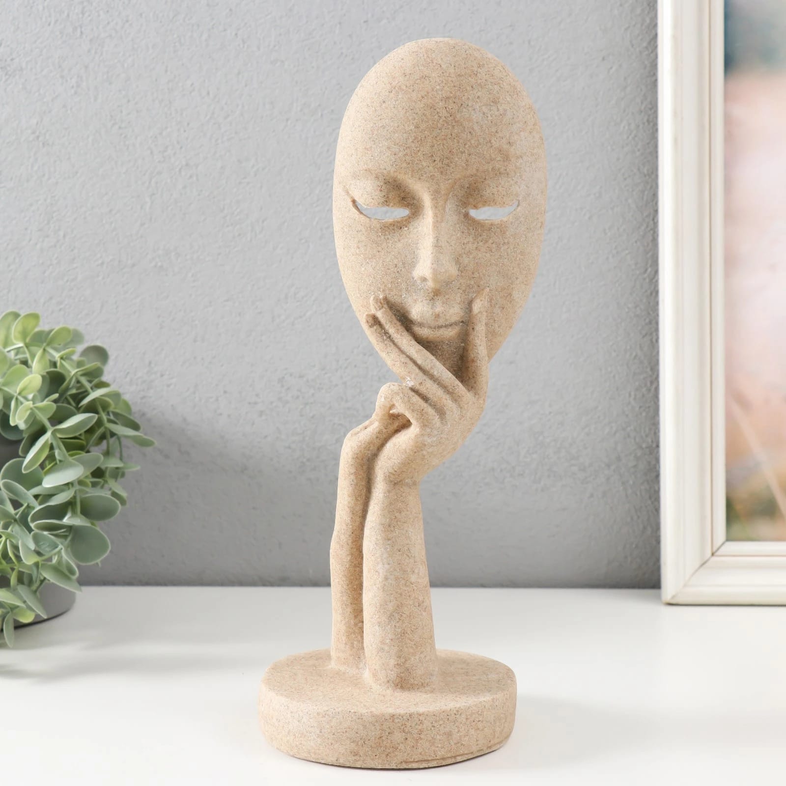 Сувенир "Маска - лицо девушки" 11,5х11,5х29 см, песочн. 9724481, норма - фото 1