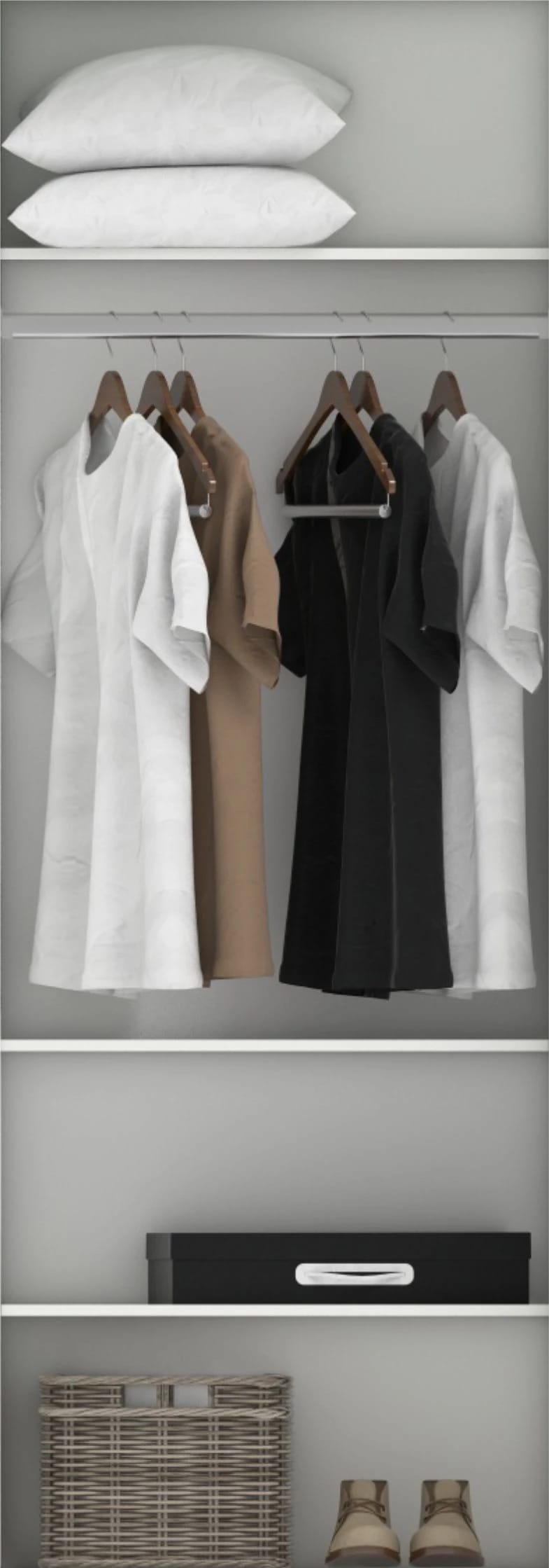 Наполнение секции в шкаф-купе 768 мм. (гл. 600 мм) (1 штанга + 2 полки) - фото 1