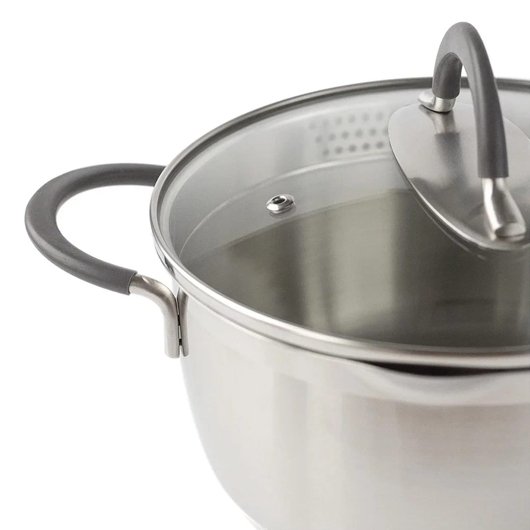 Кастрюля с 2-мя носиками с крышкой 2,8л "ИДЕАЛ" с силикон. ручками (арт. ID-2028), норма - фото 3