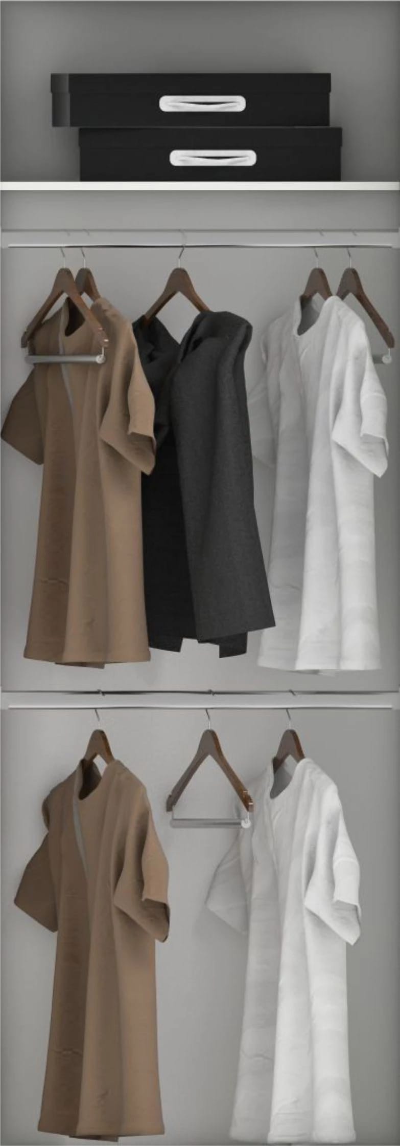 Наполнение секции в шкаф-купе 768 мм. (гл. 600 мм) (2 штанги) - фото 1