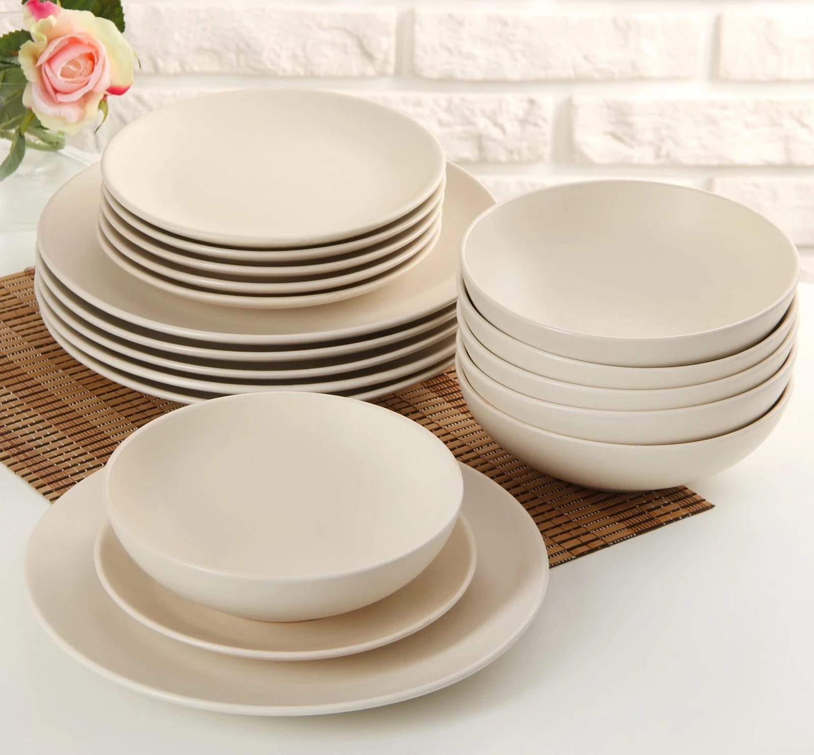 Набор столовый "Пастель" на 6 персон 18 пр., крем-брюле 2681905, норма - фото 1