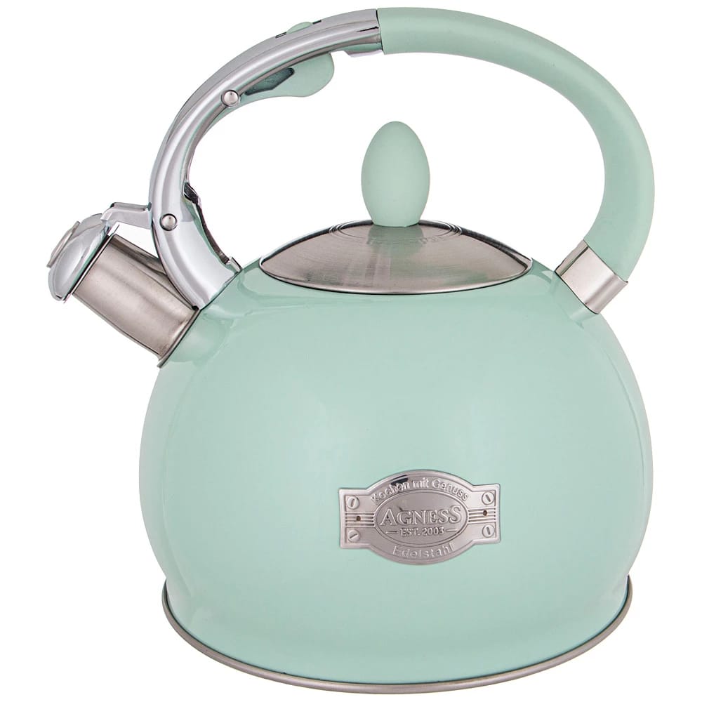 Чайник Agness со свистком 3,0 л термоаккумулирующее дно, индукция, мятн. (арт. 937-838), норма - фото 1