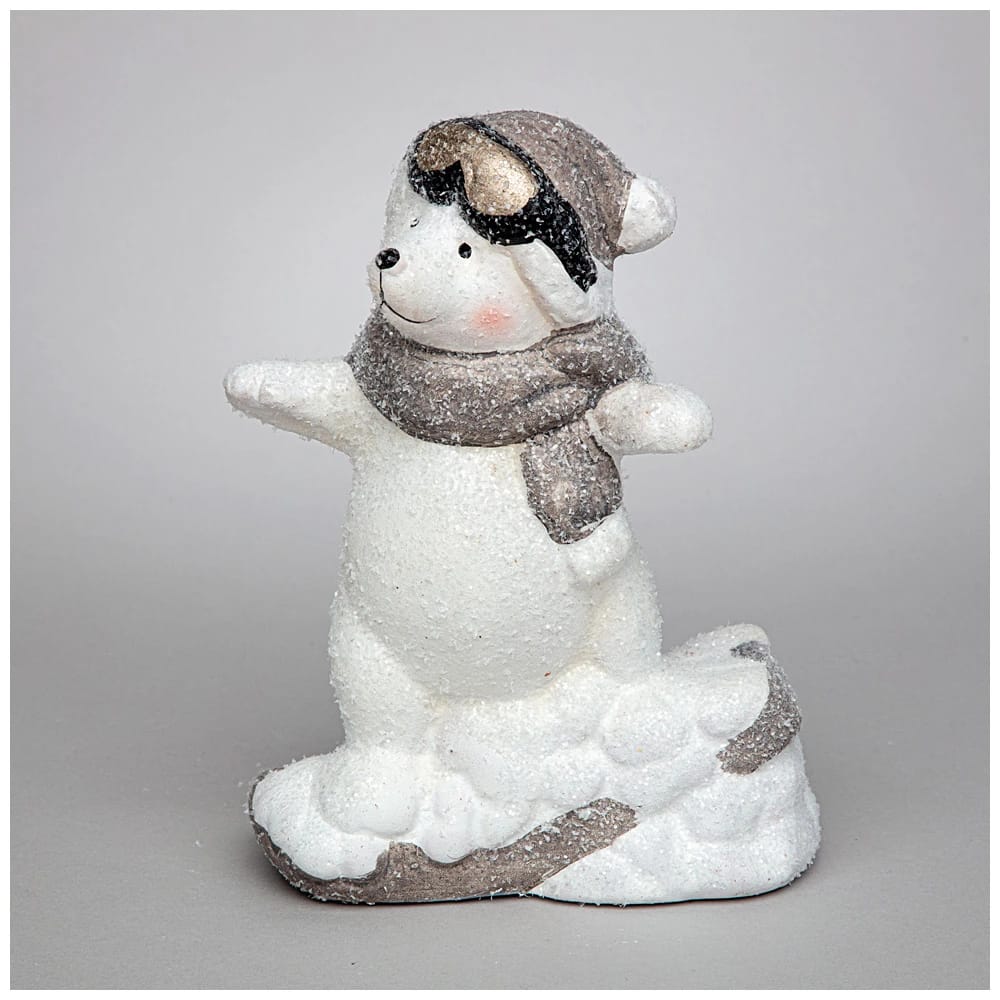 Фигурка "Белый мишка на сноуборде" 11,5*6,5*15,5 см (арт.248-171), норма - фото 1