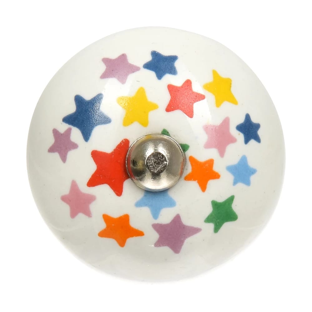 Ручка керамическая для мебели, "Звезды", цвет белый, рисунок цветной /246/6 - фото 3