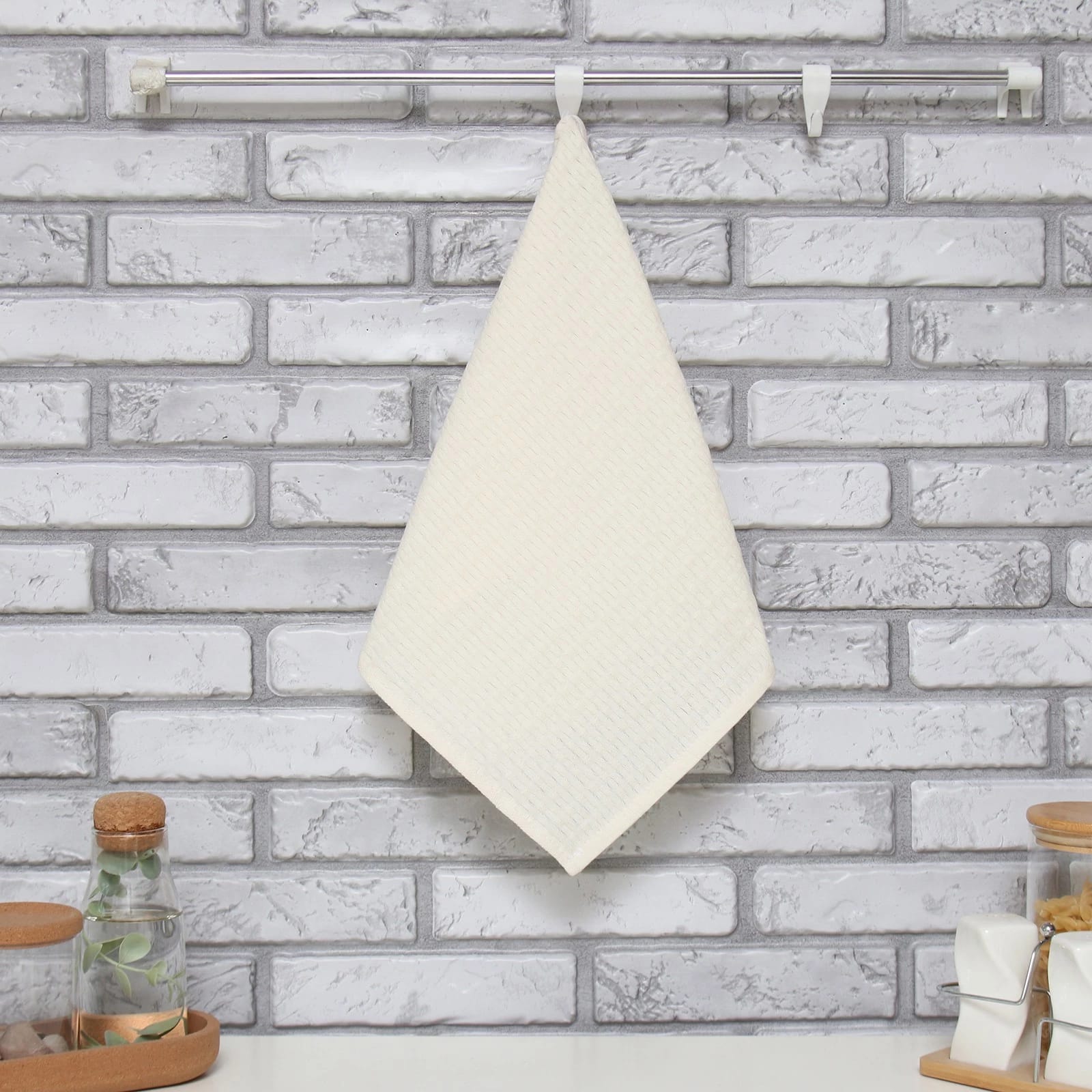 ПОЛОТЕНЦЕ ДОЛЯНА ЦВ. БЕЛЫЙ, 35Х60 СМ, 100% ХЛ, КРУПНАЯ ВАФЛЯ, 220 Г/М2 9485596, норма - фото 1