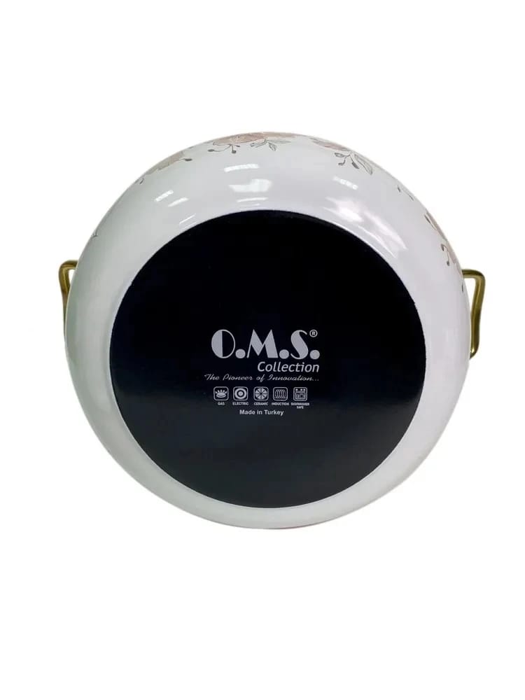 КАСТРЮЛЯ ЭМАЛ. "ТРОПИКИ" Д.24 (6,5 Л), ЦВ. БЕЛЫЙ/ЗОЛОТО (АРТ. 1002-TR-24), норма - фото 2