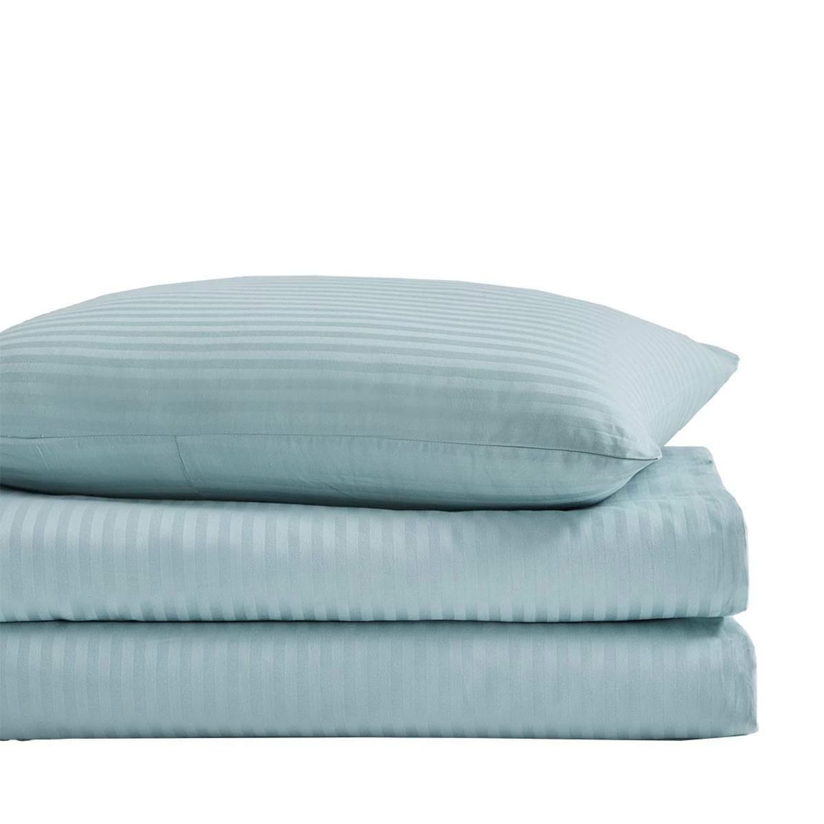 Простынь 180X240 Arya Полосатый Сатин Otel Мятный, норма - фото 1