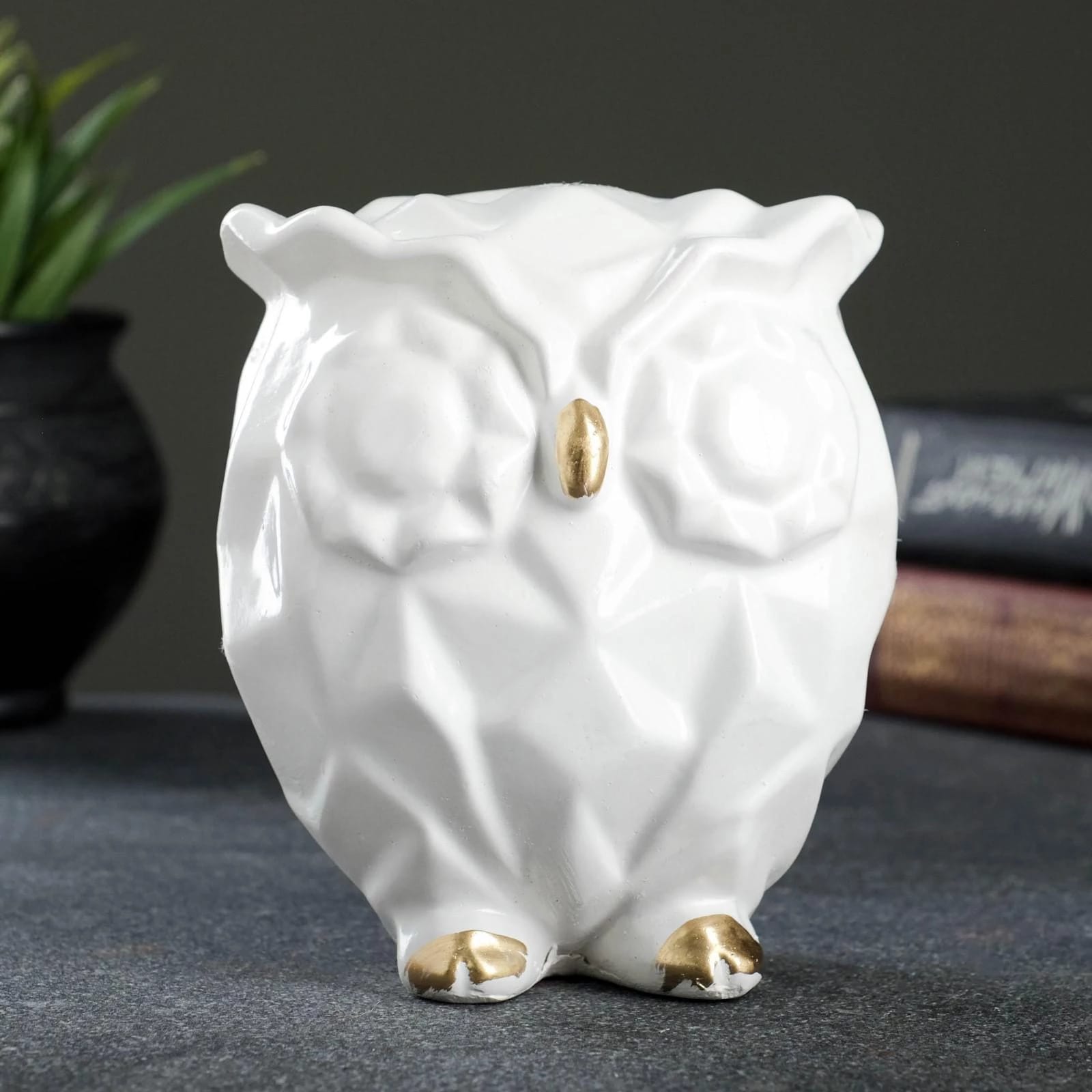 Копилка "Сова оригами" белая, 11х9,5х13,5 см 7007879, норма - фото 1