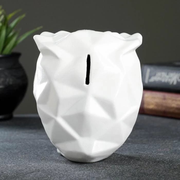 Копилка "Сова оригами" белая, 11х9,5х13,5 см 7007879, норма - фото 2