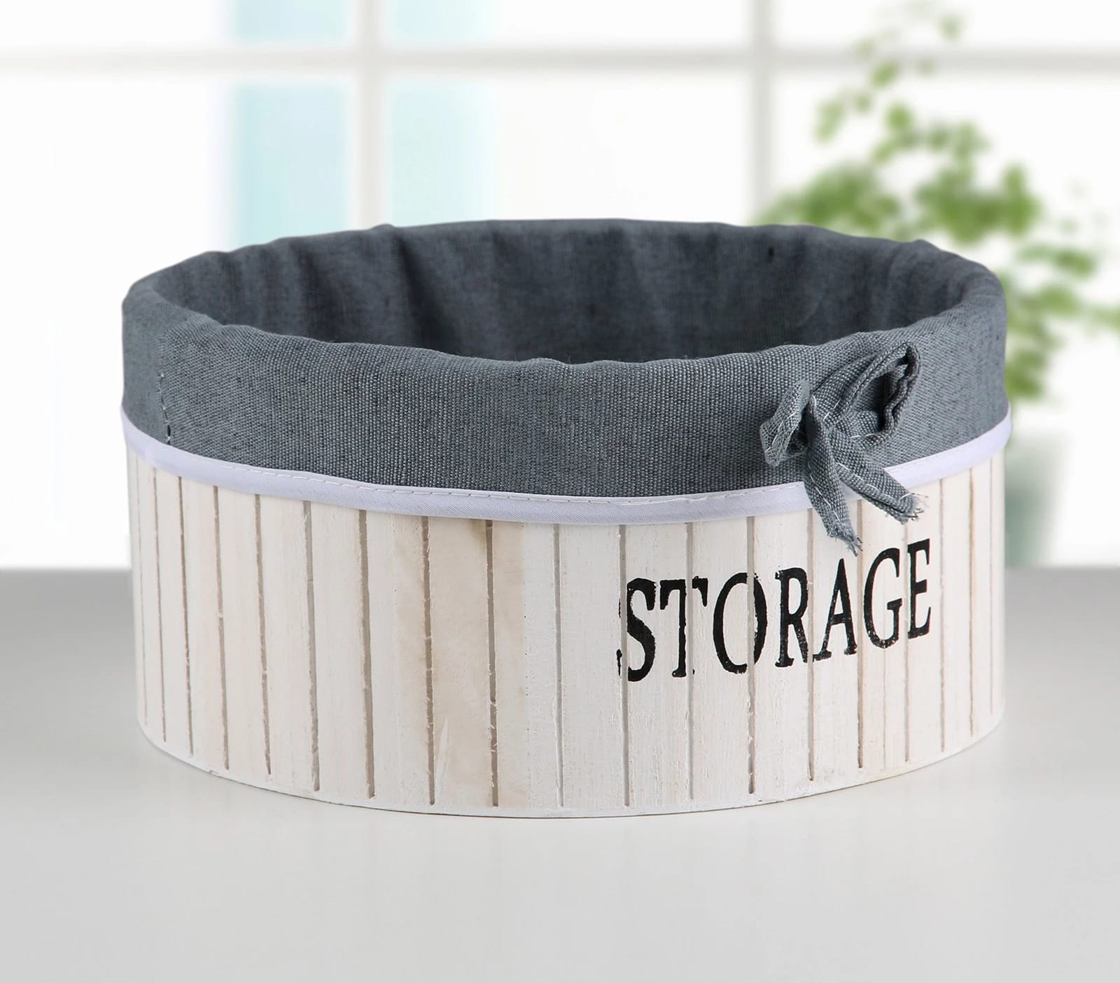 Корзина для хранения "Storage" деревянная круглая 23х23х11 см, большая, цвет белый  3954835, норма - фото 1