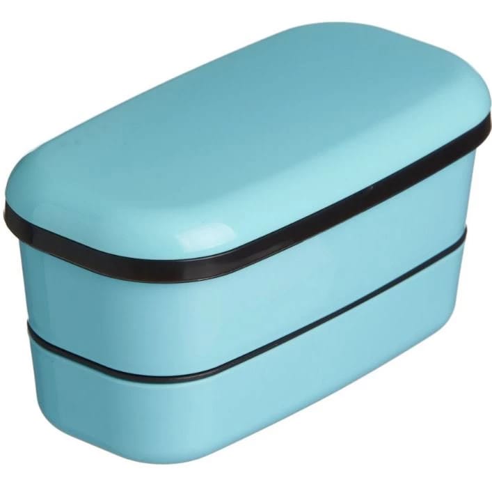 Ланч-бокс 0,32л / 0,19л 2х-уровневый ГОЛУБОЙ (арт.877B), норма - фото 1