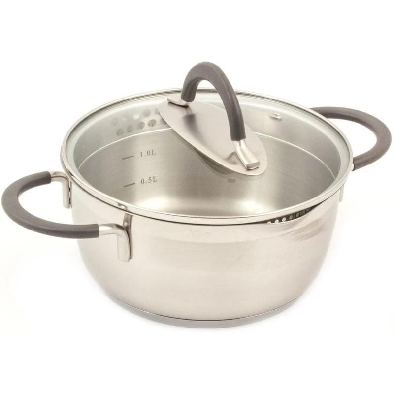 Кастрюля с 2-мя носиками с крышкой 2л "ИДЕАЛ" с силикон. ручками (арт. ID-1820), норма - фото 1