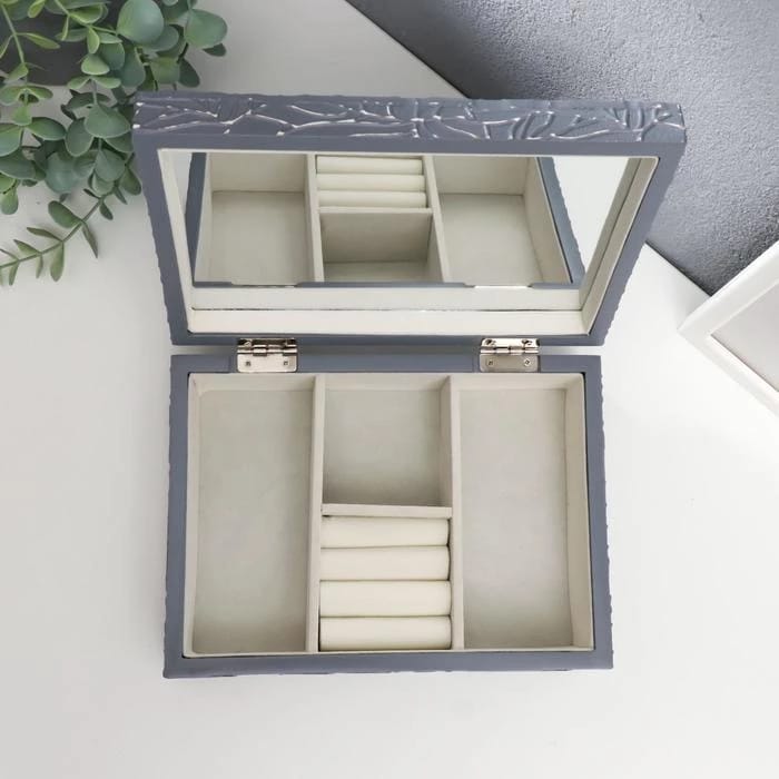 ШКАТУЛКА ДЛЯ УКРАШЕНИЙ "ЛИСТЬЯ НА СЕРОМ" 7Х16,3Х22,3 СМ, ДЕРЕВО  5240640, норма - фото 2