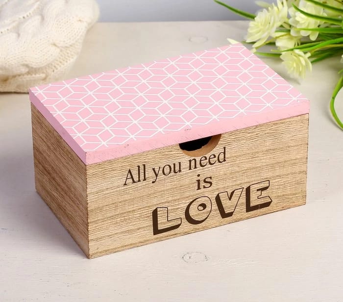 Шкатулка "Геометрия" 8х16х10 см, дерев., розов.  3905366, норма - фото 1