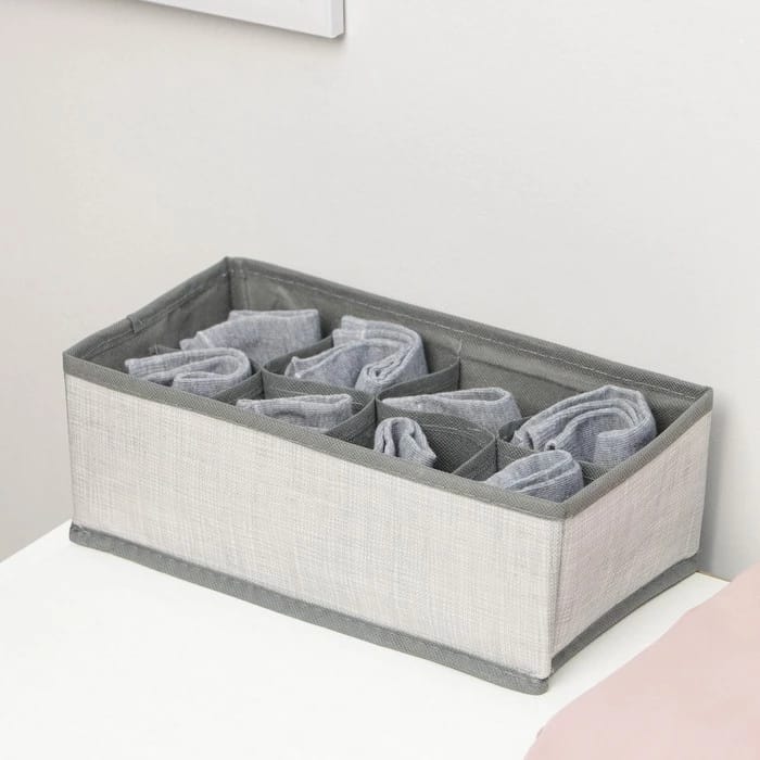 Органайзер для белья 8 ячеек 29х14х10 см "Нить", цвет серый    7101276, норма - фото 1