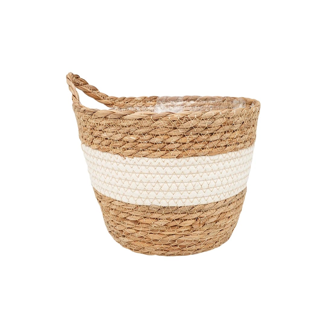Корзина плетеная "Танзания" с ручкой, Д190 Ш190 В160, натуральный, белый, норма - фото 1