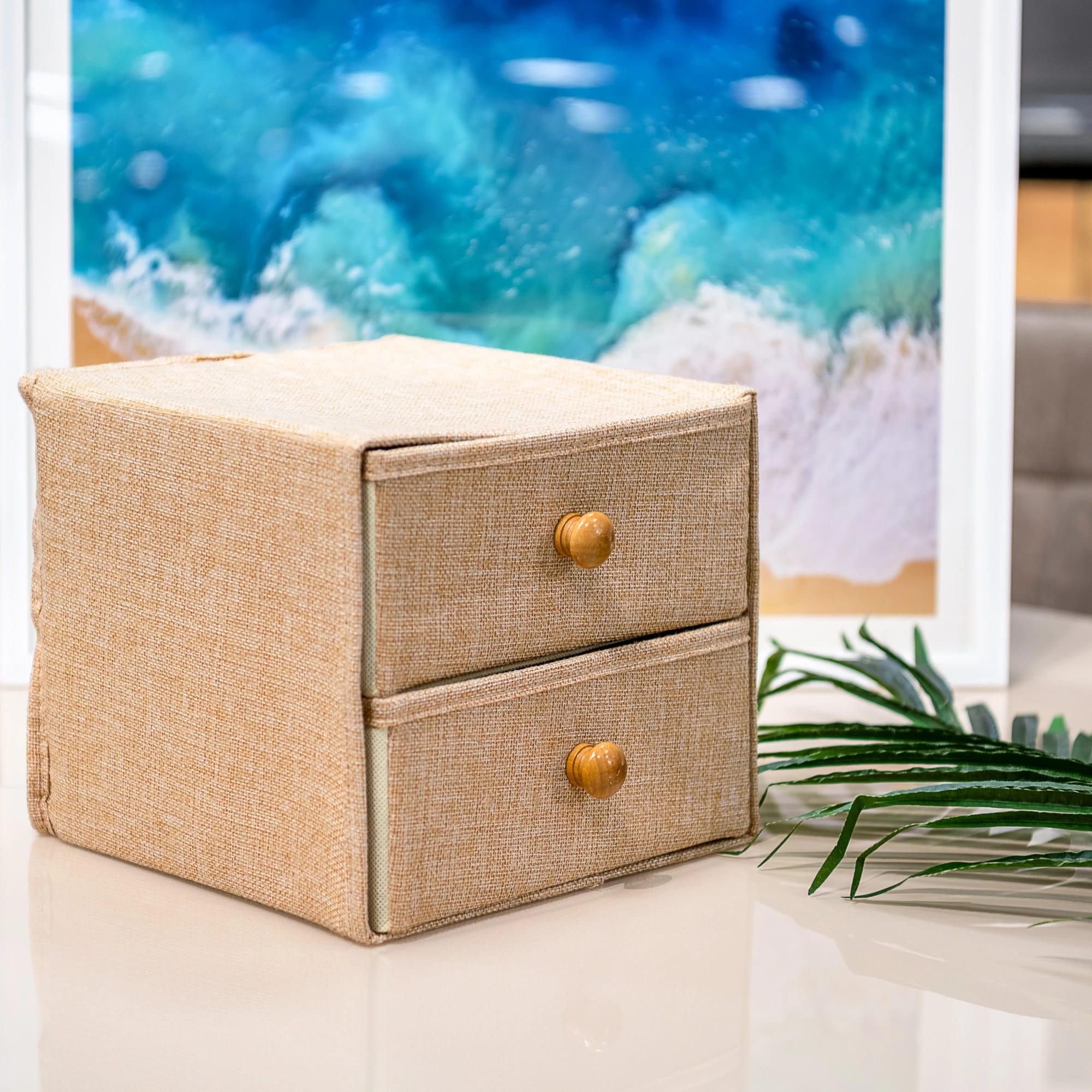 Короб для хранения 2 выдвижных ящика 22х22х20,5 см "Франческа", цвет бежевый 3692706, норма - фото 4