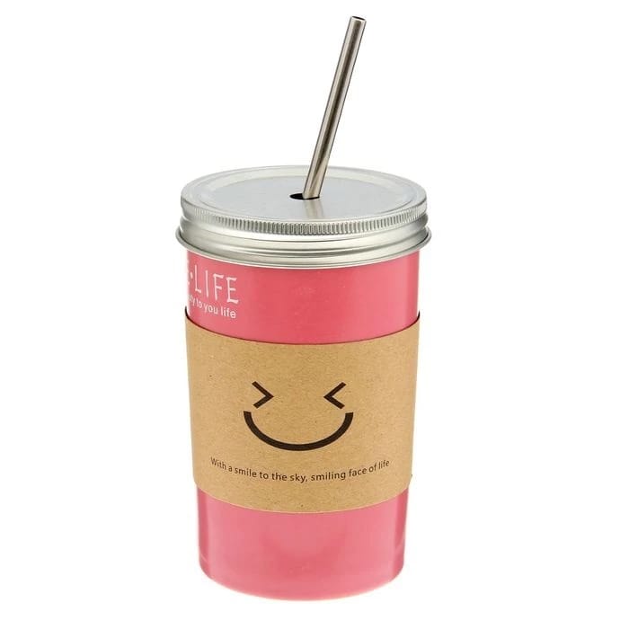 Стакан с крышкой и трубочкой "Хорошее настоение" 480 мл 8,5х13,5 см 1278872, норма - фото 1
