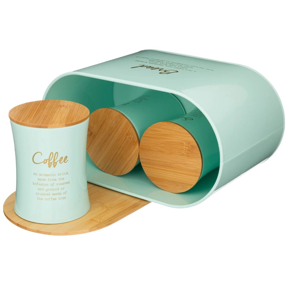 Хлебница Agness "Meadow" 34*18*20 см с 3-мя банками 11*14 см, мятн. (арт. 790-245), норма - фото 2