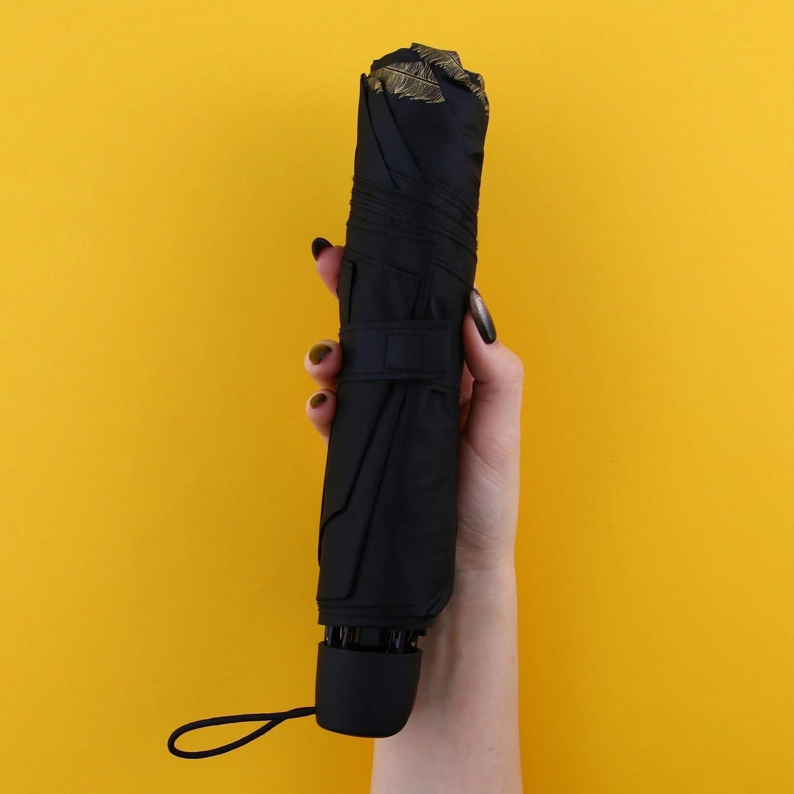 Зонт женский мех. "Золотые перья", 8 спиц, d=95, цвет чёрный   9468101, норма - фото 2