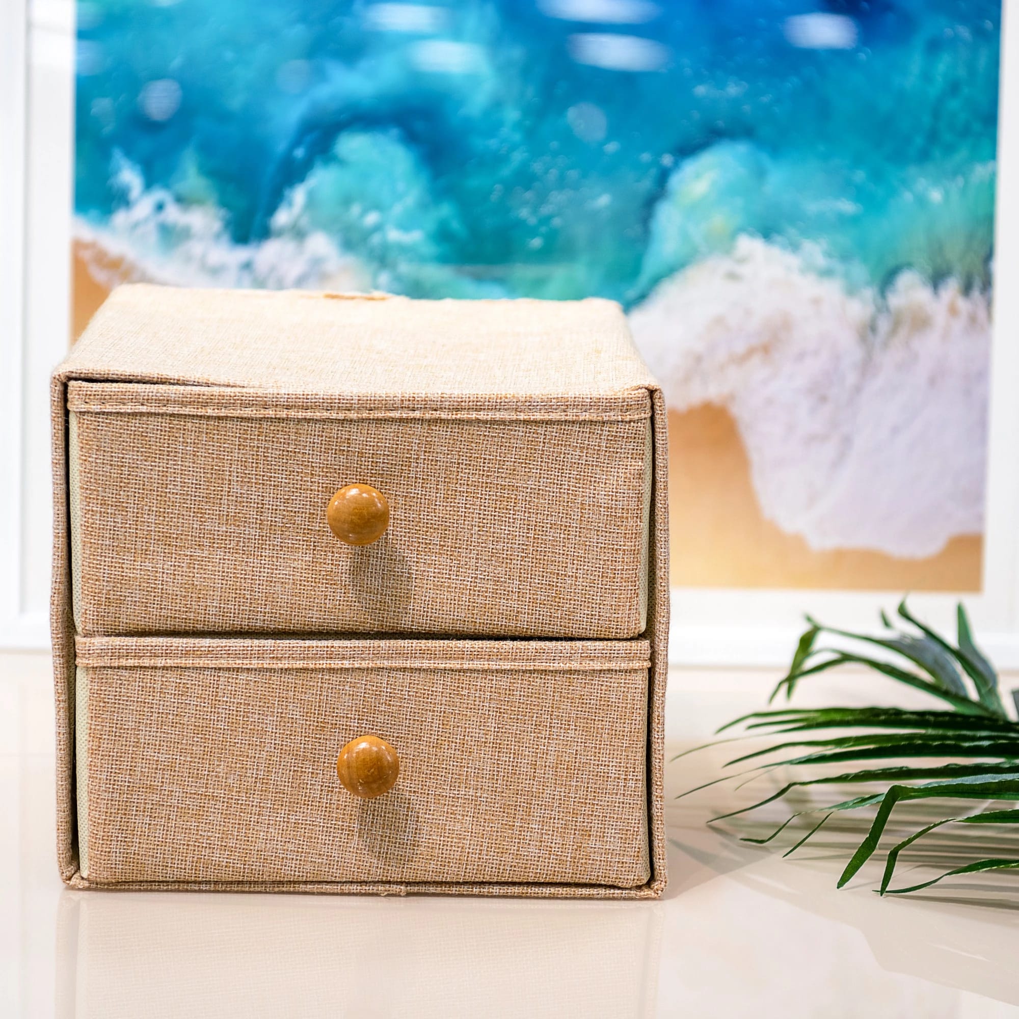 Короб для хранения 2 выдвижных ящика 22х22х20,5 см "Франческа", цвет бежевый 3692706, норма - фото 5