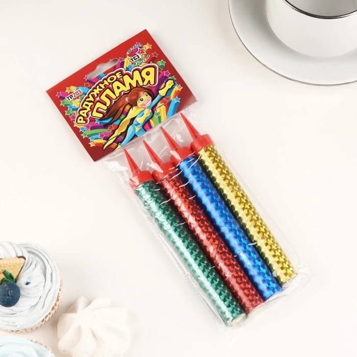 Набор тортовых свечей "Радужные" 4 шт.*12,5 см, МИКС 3505786, норма - фото 2