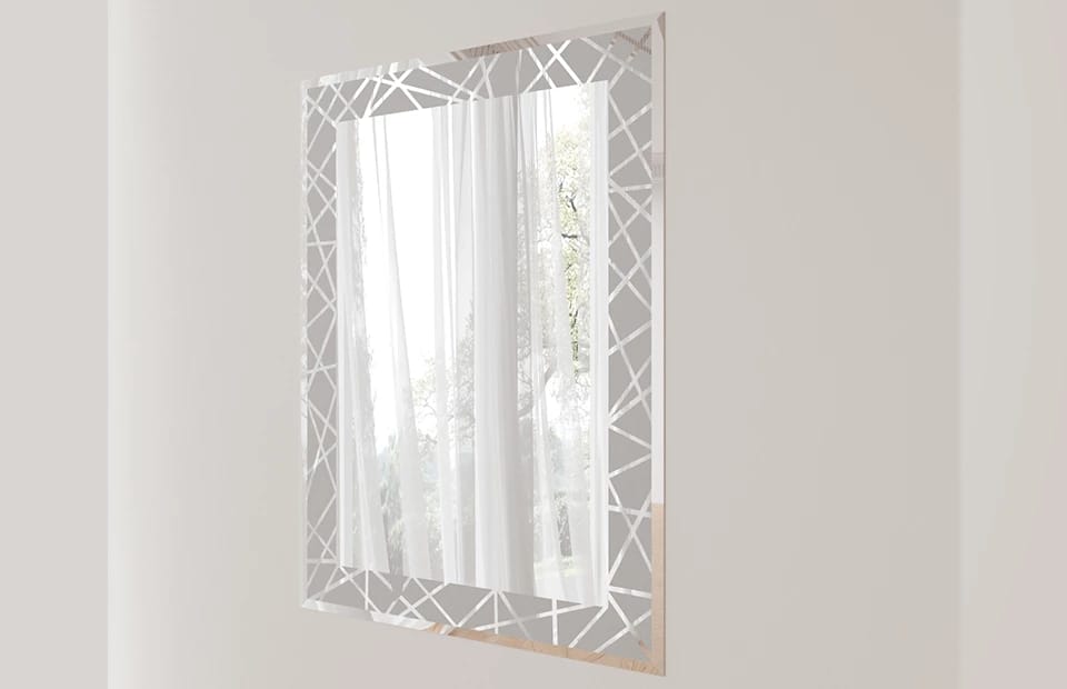 ЗЕРКАЛО НАВЕСНОЕ Z-03 ПРЯМОУГОЛЬНИК С ПЕСК. ОБРАБ. И ФАЦЕТОМ 978X728 ММ, норма - фото 1