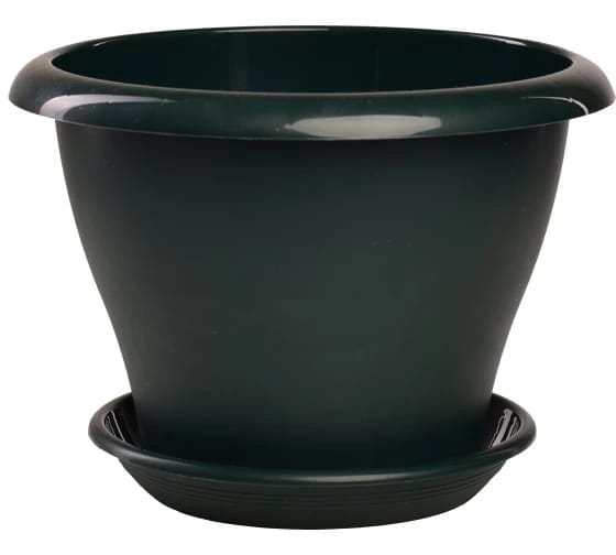 Горшок Гамма 2 л /d 19 см, пластик. с поддоном, малахит /28 (арт. 5PL0077), норма - фото 1