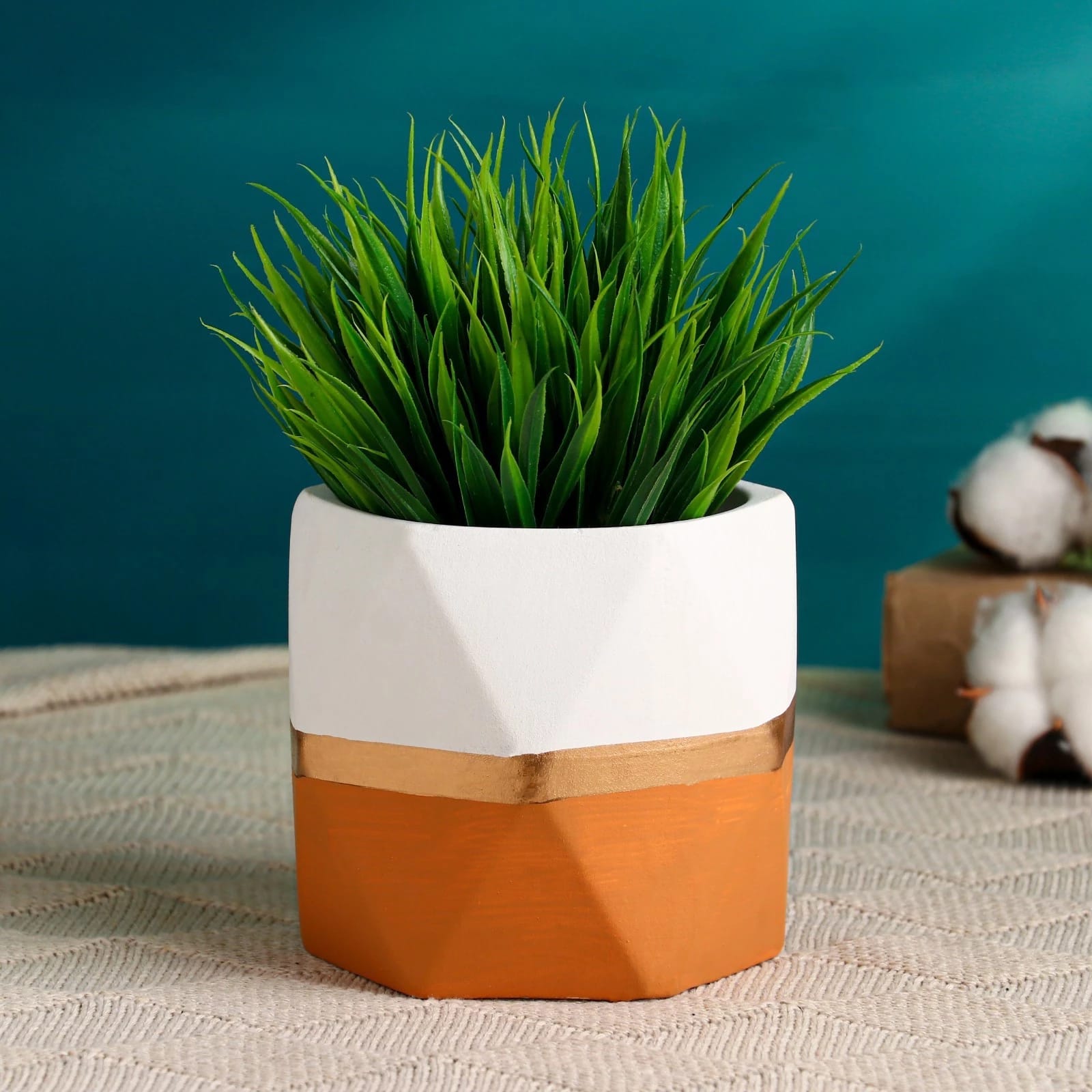 Кашпо "Многогранник" 11х10 см, двухцветное, оранжевое 9342688, норма - фото 1