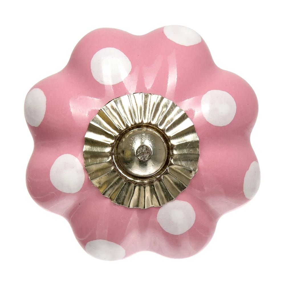 Ручка керамическая для мебели "В горох", цвет розовый, рисунок белый /300/6 - фото 3