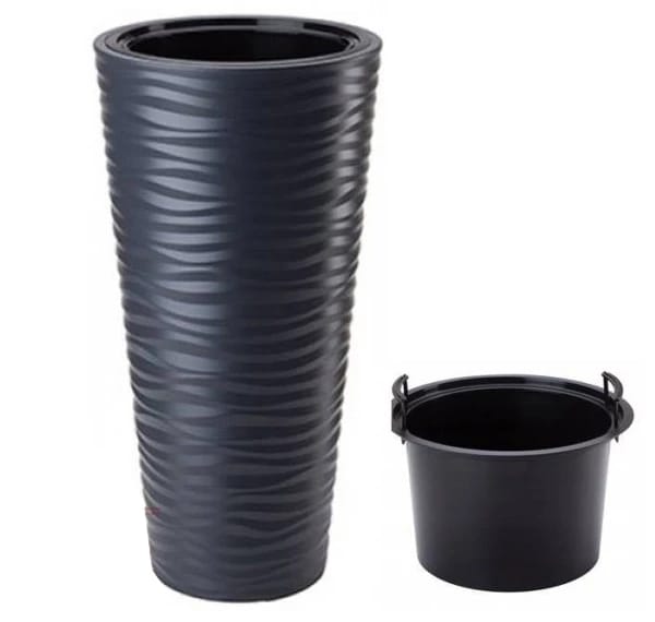 Кашпо круглое Sahara Slim с тех.гор d 35cм, h 68.5см, 43.7л (арт. 2790 антрацит 014), норма - фото 1