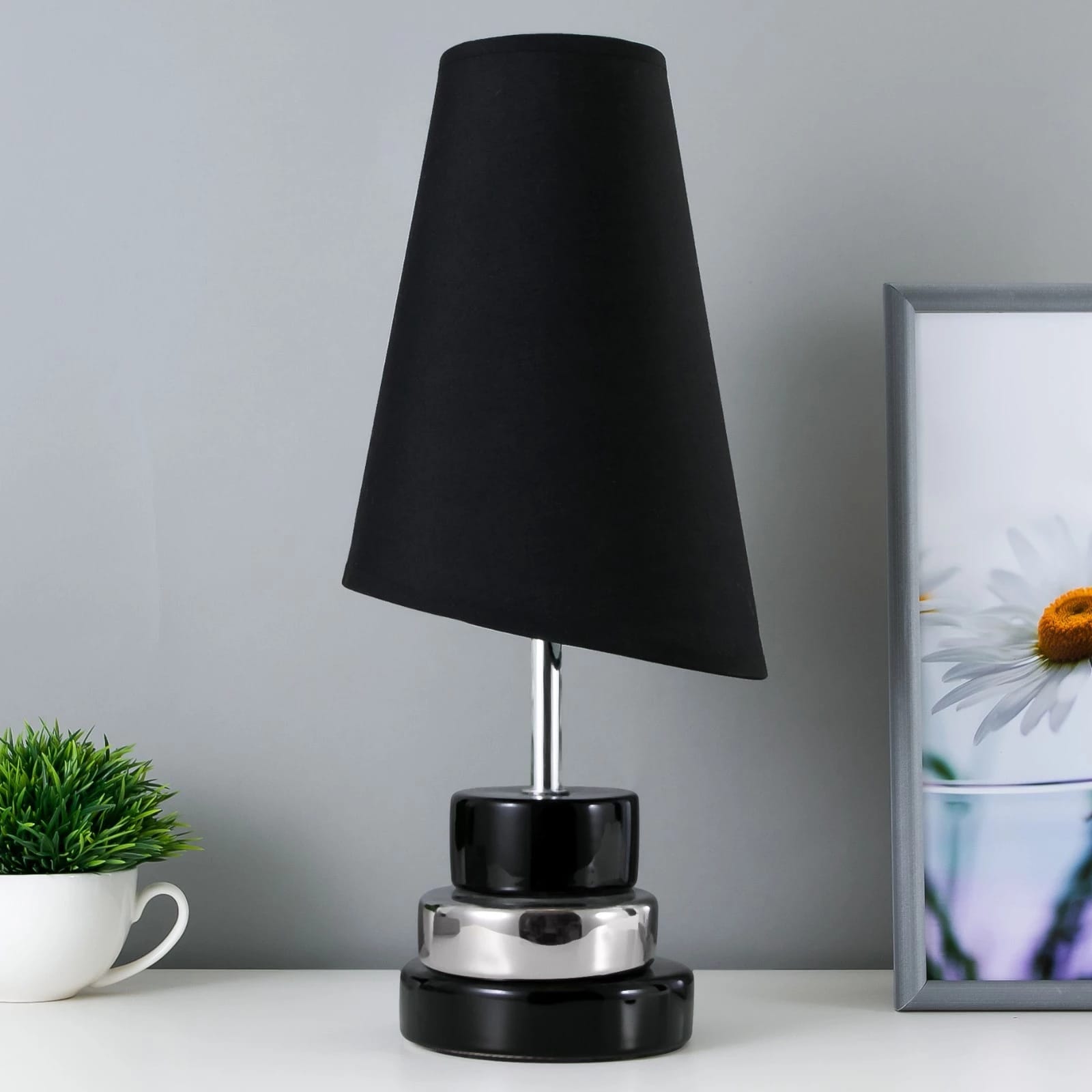 Лампа настольная 16591/1BK E14 40Вт черно-серебряный 18х18х41,5 см 6249063, норма - фото 1