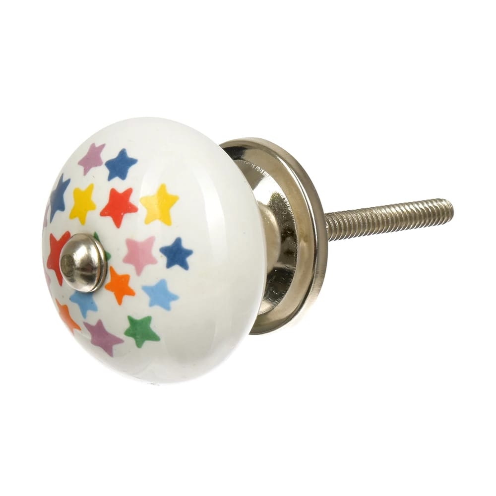 Ручка керамическая для мебели, "Звезды", цвет белый, рисунок цветной /246/6 - фото 1