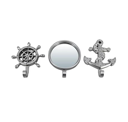 Набор декоративных крючков и зеркало "Марсель", серебро, 3шт, D8 см /16, норма - фото 1