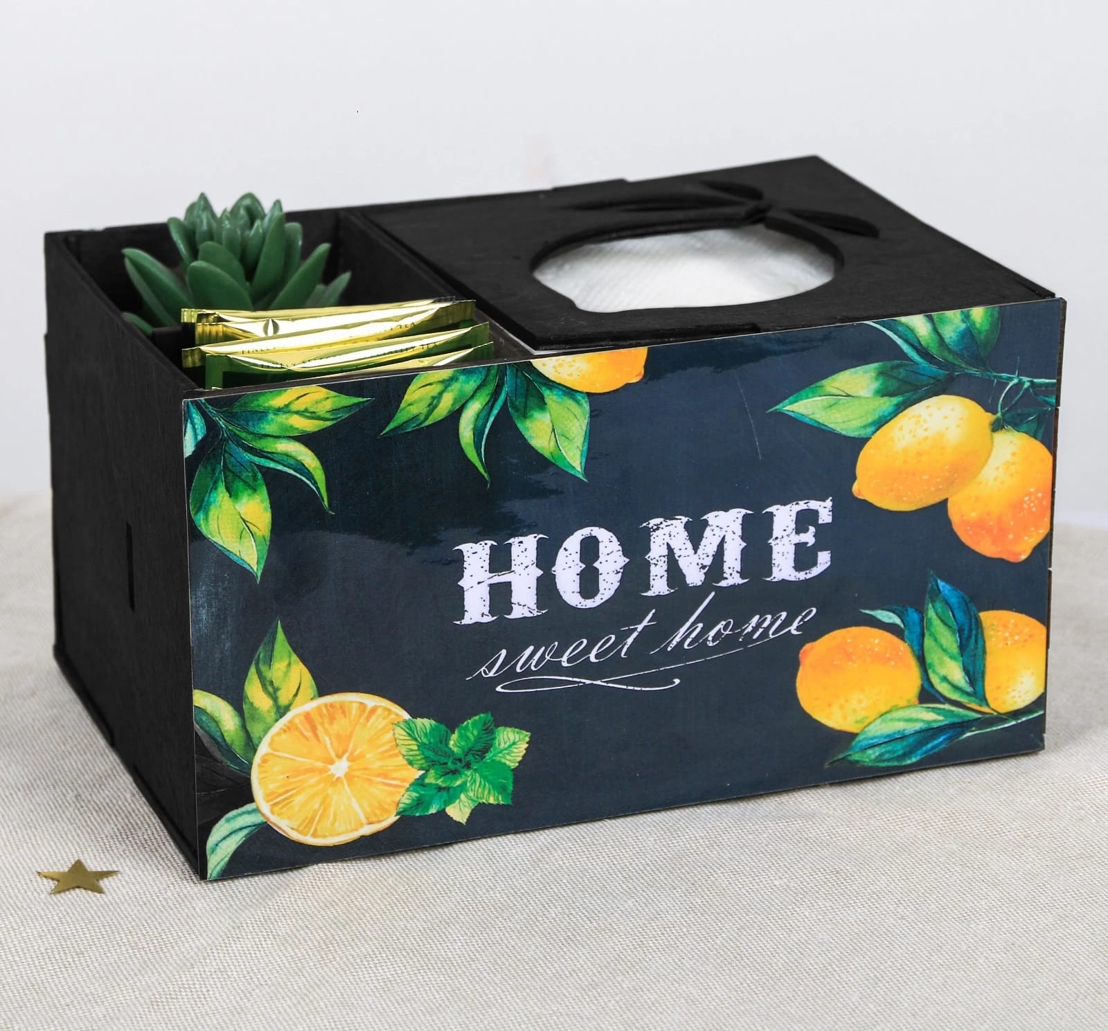 Органайзер с отделом для салфеток "Лимоны" 21,2х11,6х14,2 см, разборный  4237509, норма - фото 1