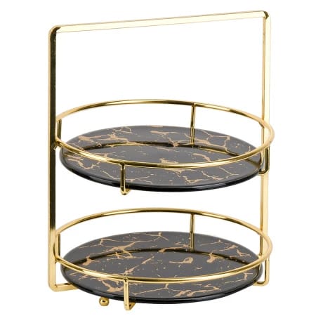 Блюдо 2-х ярусное "Черный мрамор" 22*22*27,5 см, п/у. (арт.1180052), норма - фото 1