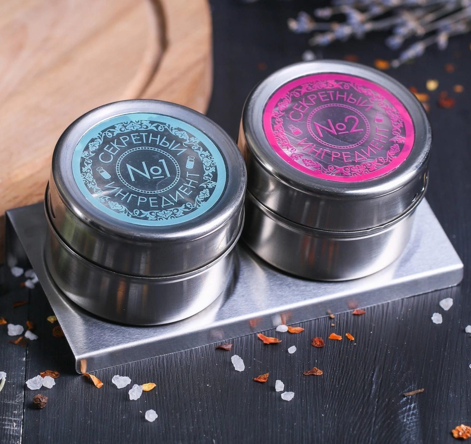 Набор банок для специй "Перец, соль" на магнитной ленте 2 шт.*100 мл 4062954, норма - фото 1