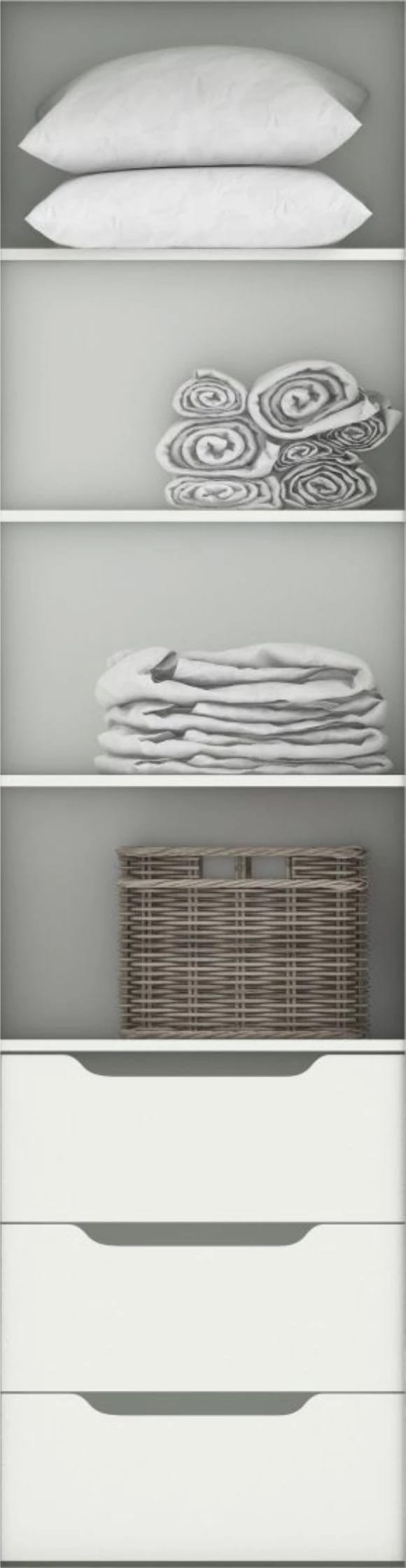 Наполнение секции в шкаф-купе 568 мм. (гл. 600 мм) (2 полки + блок ящиков) - фото 1