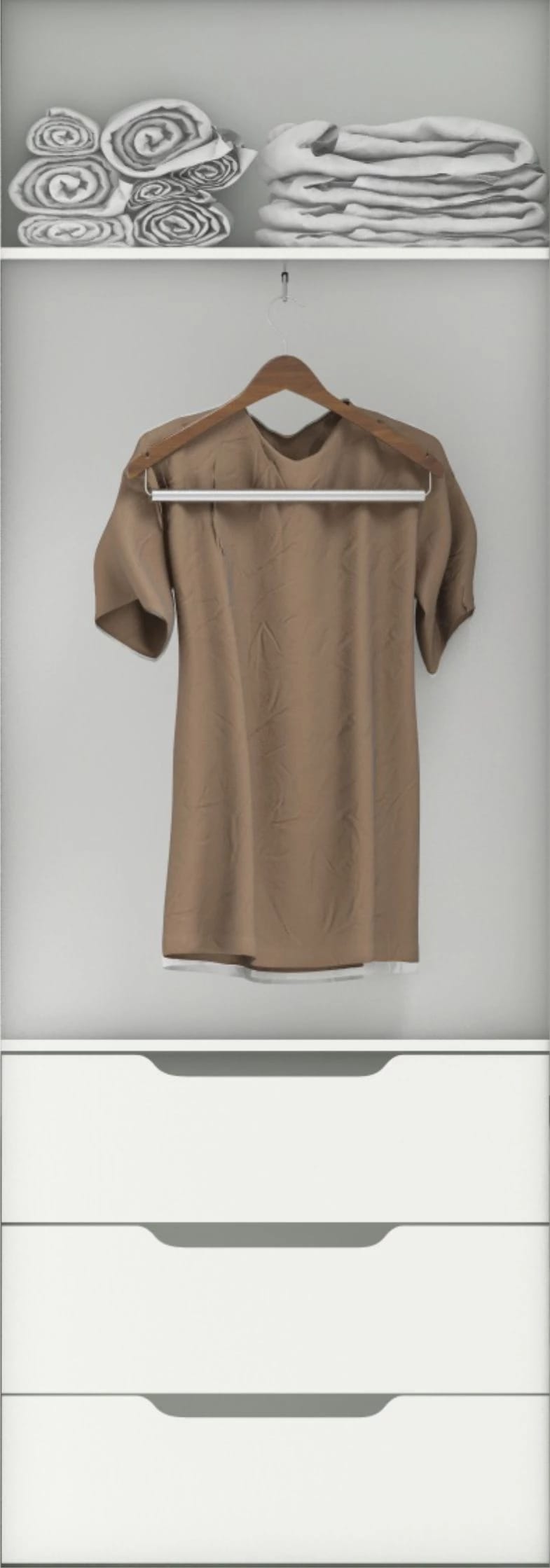 Наполнение секции в шкаф-купе 768 мм. (гл. 450 мм) (1 штанга + блок ящиков) - фото 1