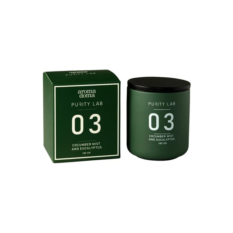 СВЕЧА "PURITY LAB" NO.3 "ОГУРЕЧНАЯ ДЫМКА И ЭВКАЛИПТ" 7,6Х8,5СМ, норма - фото 1