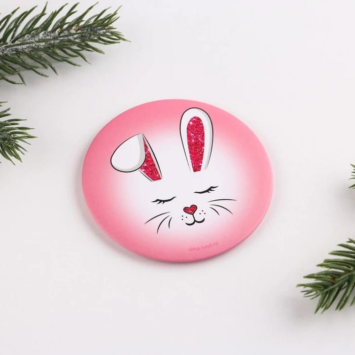 Зеркало карманное "Зайка", диам.7 см 7826884, норма - фото 5