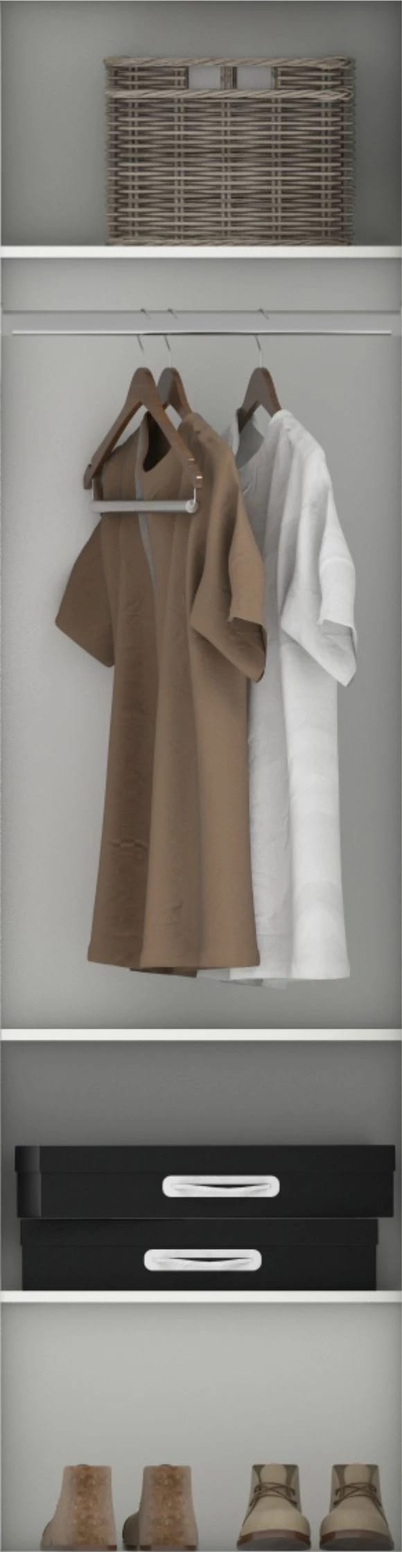 Наполнение секции в шкаф-купе 568 мм. (гл. 600 мм) (1 штанга + 2 полки) - фото 1