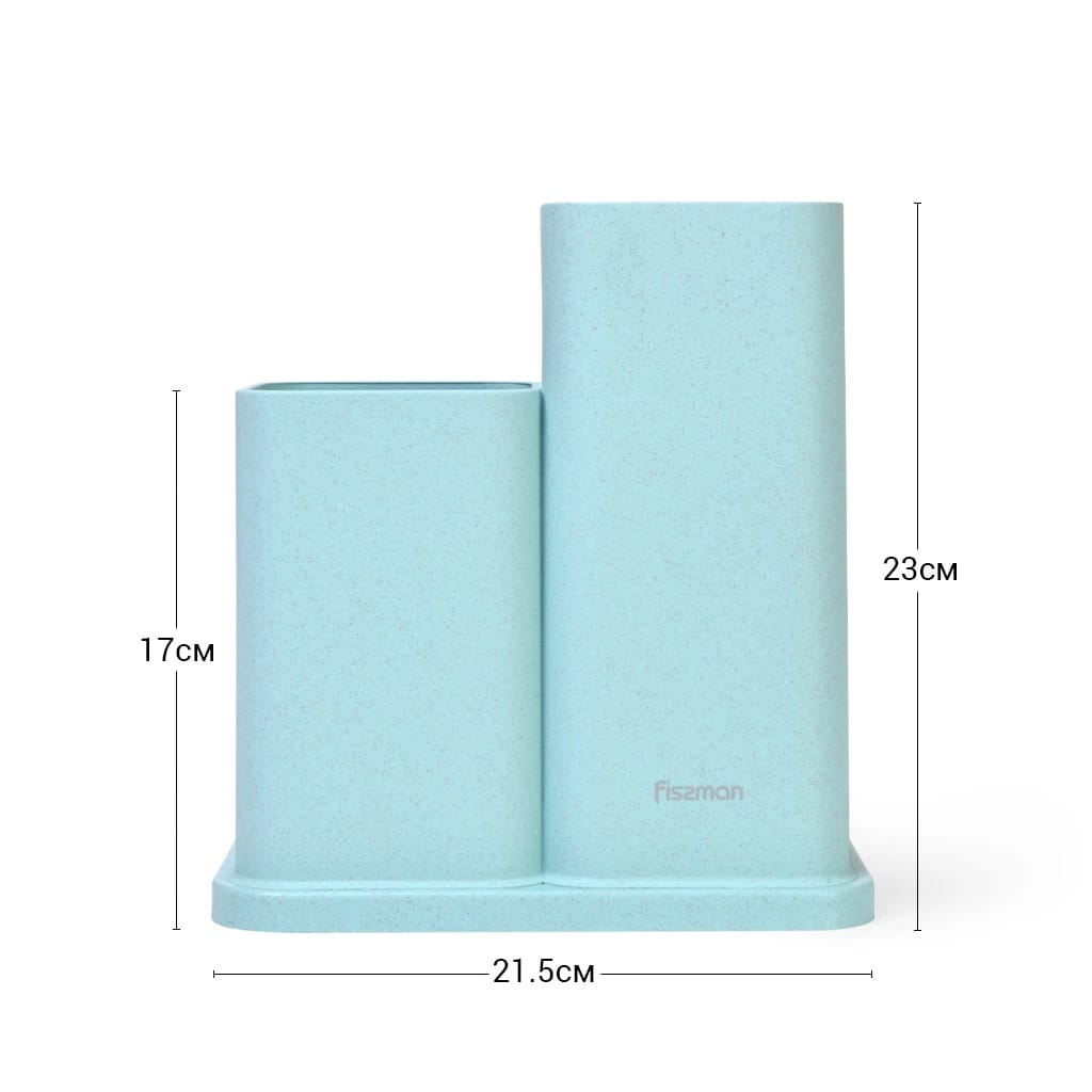 ПОДСТАВКА ДЛЯ НОЖЕЙ С ДВУМЯ ОТДЕЛЕНИЯМИ 10X10X23+10X10Х17СМ, ЦВЕТ ТИФФАНИ (ПЛАСТИК) (АРТ. 2873), норма - фото 3