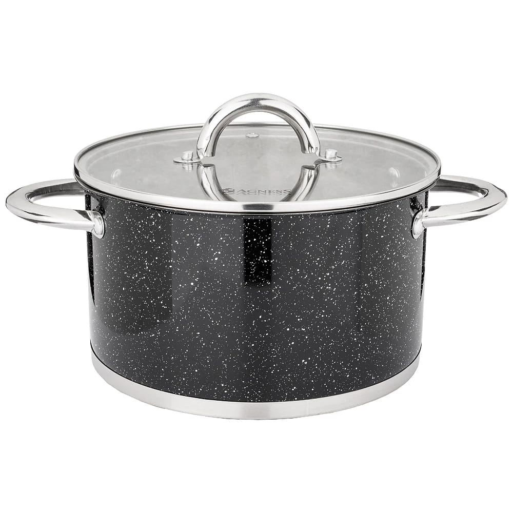 Кастрюля Agness со стеклянной крышкой, нерж.сталь, 6,0л 24х13,5см (кор=4шт.) (арт.937-309), норма - фото 1