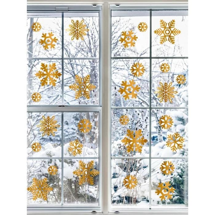 Наклейки интерьерные "Снежинки" 25х50 см, золото 7321013, норма - фото 2