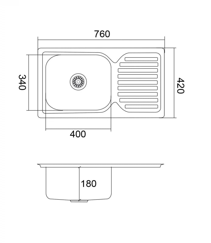 EMAR, мойка врезная 760*420мм (арт. 302А), глянец, норма - фото 2