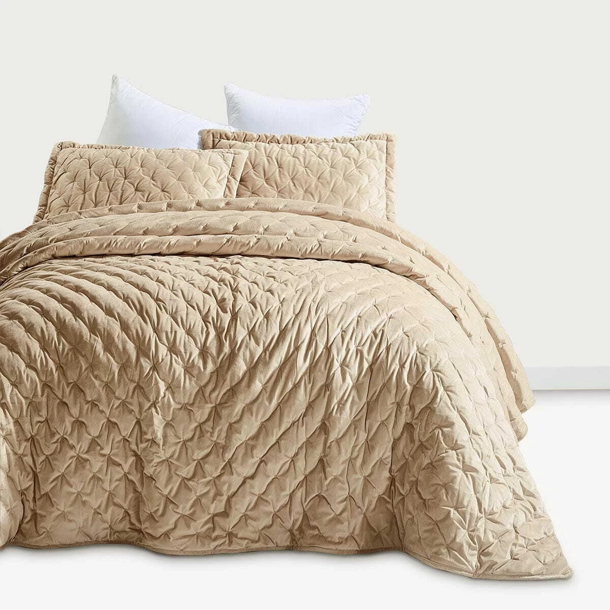 ПОКРЫВАЛО ARYA БАРХАТ 250X260 - 2 НАВ. 50X70 ANSEL (БЕЖЕВЫЙ), норма - фото 1