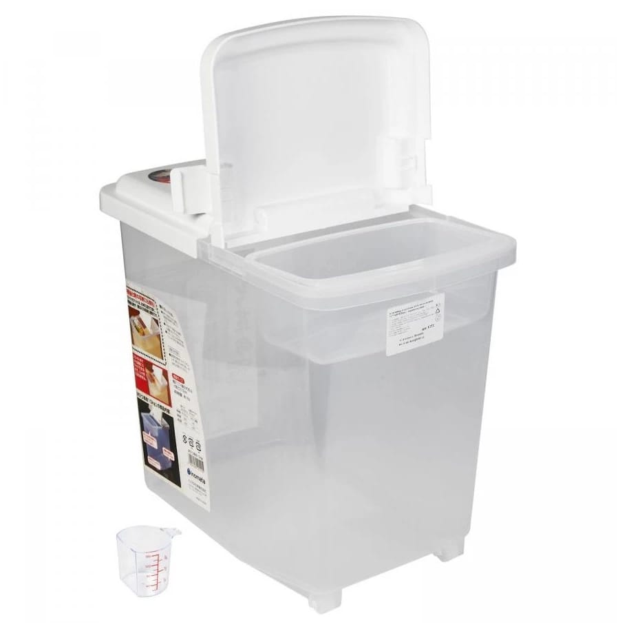КОНТЕЙНЕР ДЛЯ ХРАНЕНИЯ 16,0 Л/10 КГ НА КОЛЕСИКАХ 217*369*315ММ + МЕРНАЯ КРУЖКА + КОНТЕЙНЕР 1,0Л ПРОЗРАЧНЫЙ (АРТ.1251), норма - фото 1