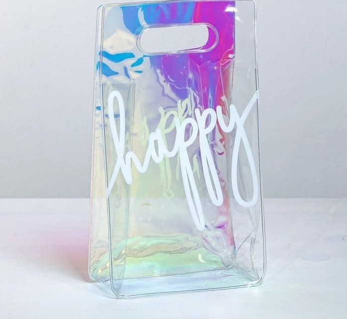 Пакет из голографического пластика «Happy», 13х23х6 см   4439394, норма - фото 2