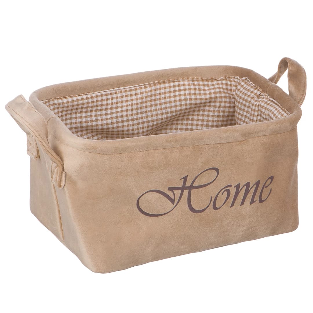 Корзина для хранения "Велюр", Д250 Ш190 В140, бежевый, норма - фото 1